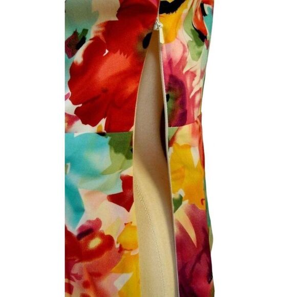 Donna Ricco Collection Sz 6 Front Wrap Tropical Floral Portrait Collar Top Artsy - Picture 4 of 10